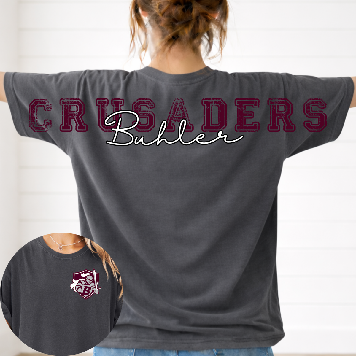 Buhler Crusader Full Back Distressed Mascot w/ Pocket