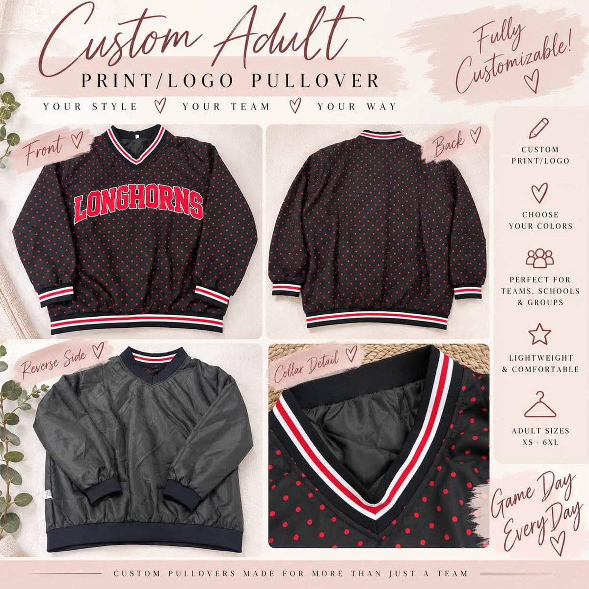 Custom Team Polka Dot Pullover Crusaders