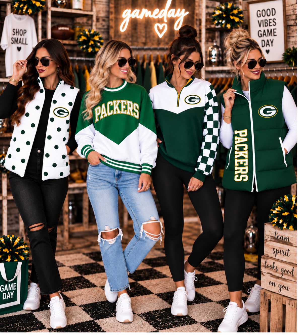 Packers Custom Game Day Spirit Wear | Vests, Quarter Zips & Crewnecks