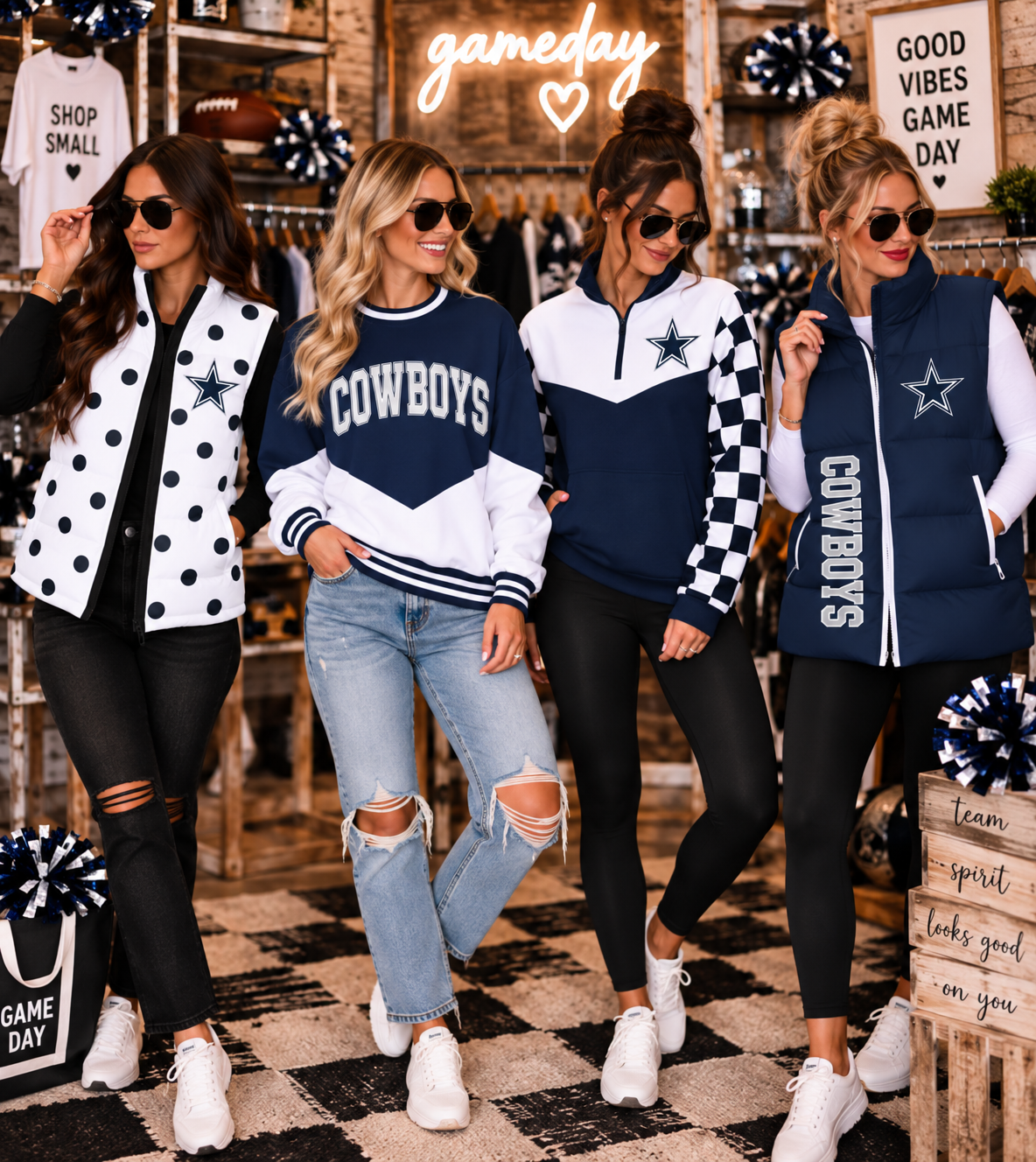 Cowboys Custom Game Day Spirit Wear | Vests, Quarter Zips & Crewnecks