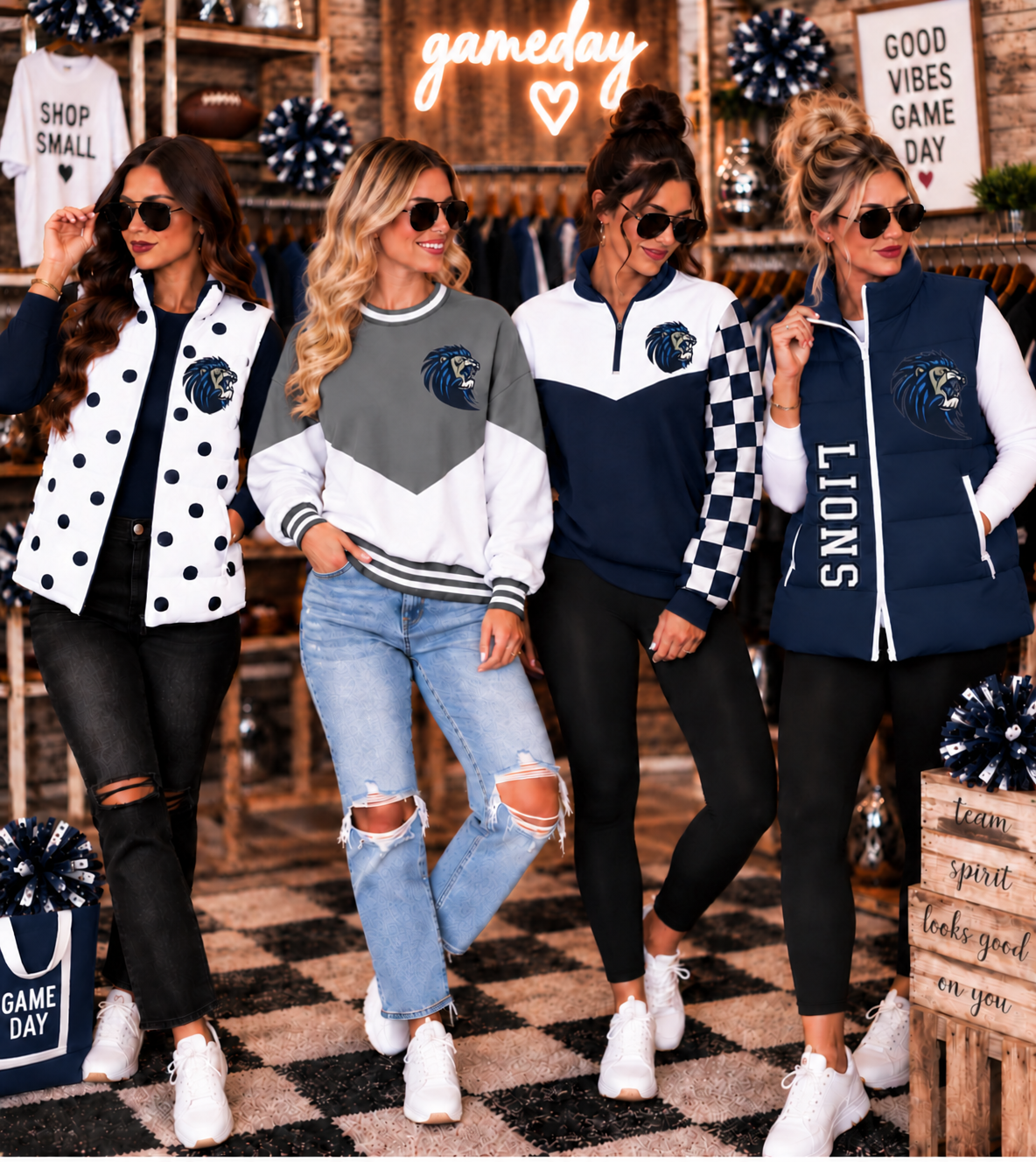 Lyons Lions Custom Game Day Spirit Wear | Vests, Quarter Zips & Crewnecks