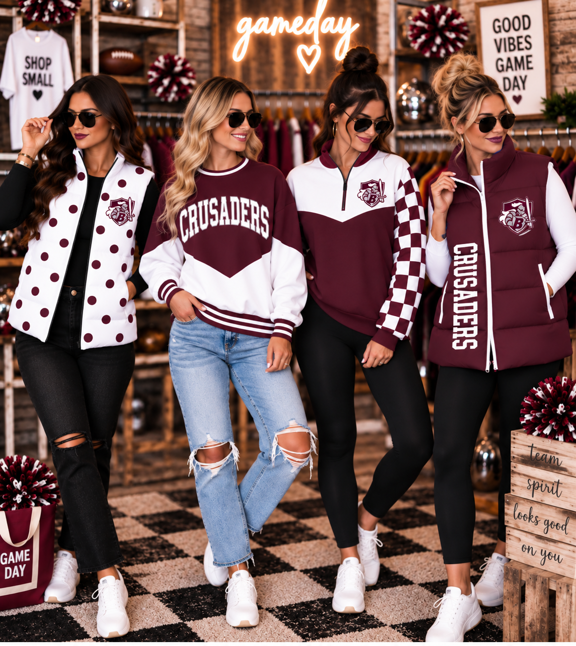Crusaders Custom Game Day Spirit Wear | Vests, Quarter Zips & Crewnecks