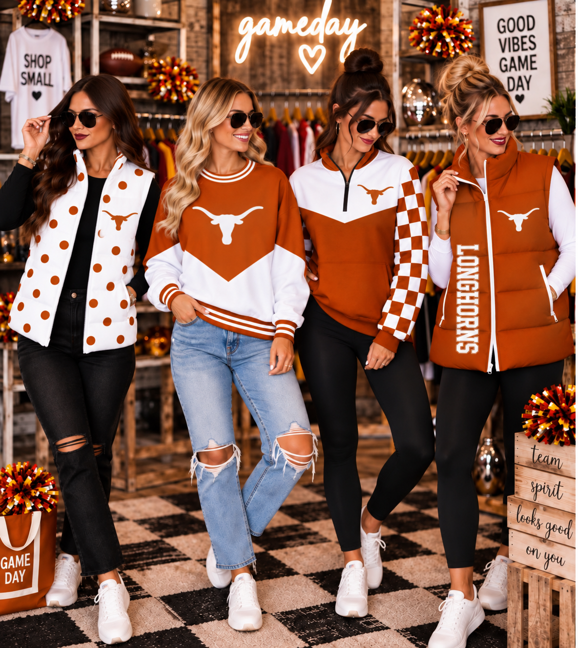 Longhorns Custom Game Day Spirit Wear | Vests, Quarter Zips & Crewnecks
