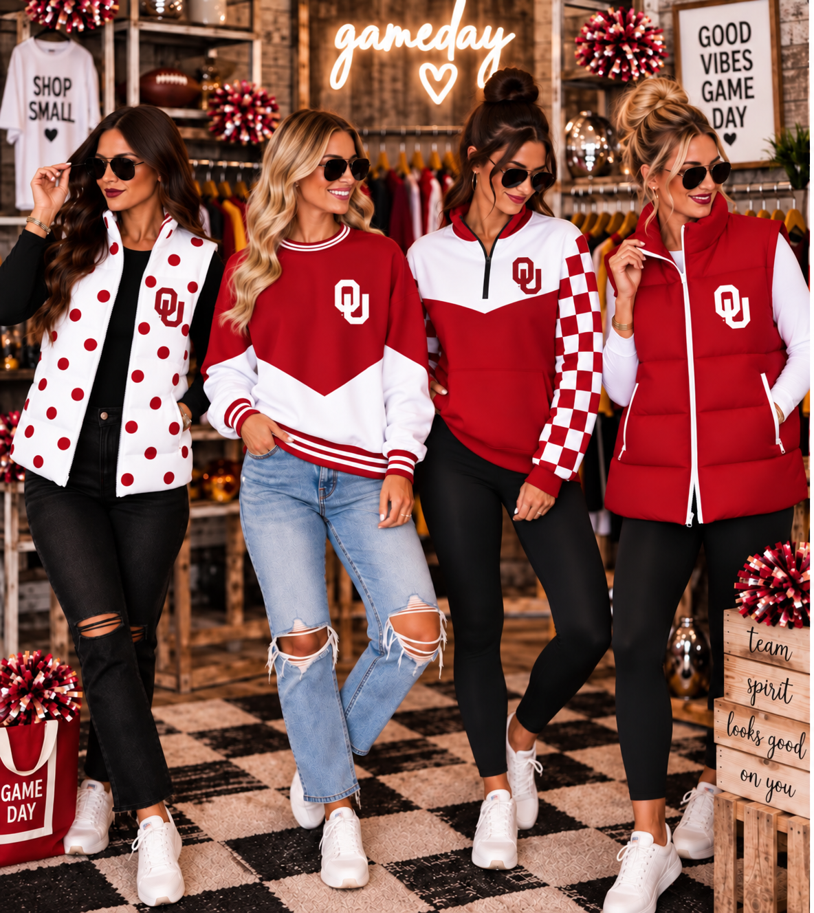 Oklahoma Sooners Custom Game Day Spirit Wear | Vests, Quarter Zips & Crewnecks