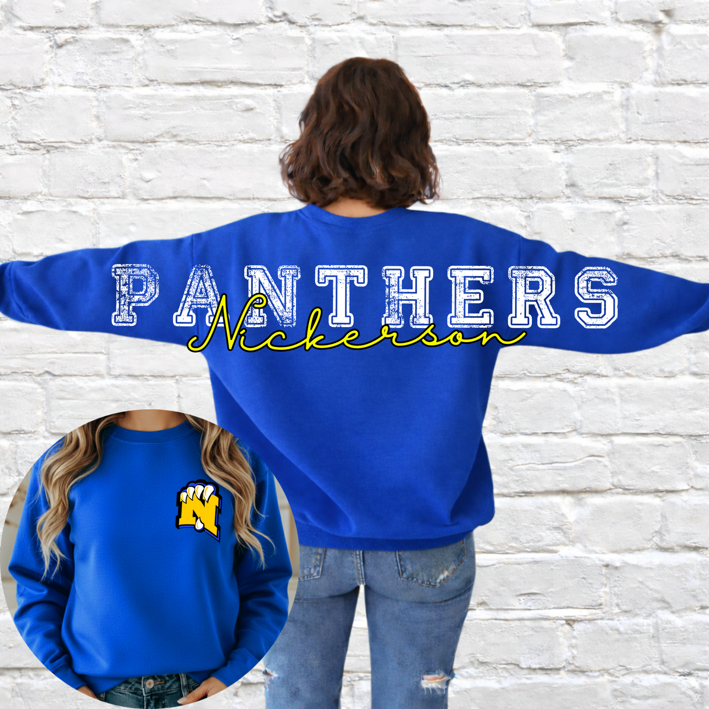 Panthers Full Back Distressed Mascot w/ Pocket