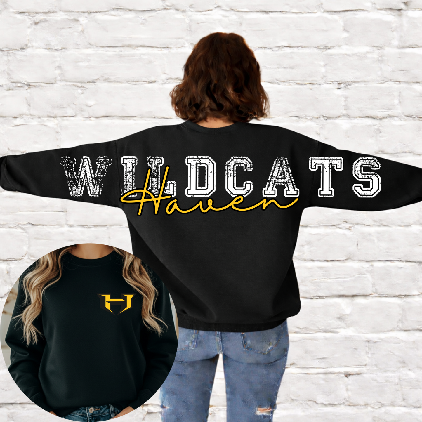 Wildcats Full Back Distressed Mascot w/ Pocket