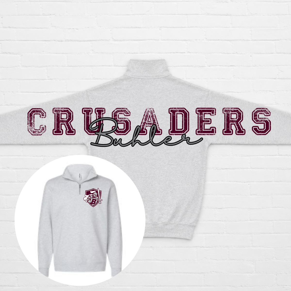 Buhler Crusader Full Back Distressed Mascot w/ Pocket