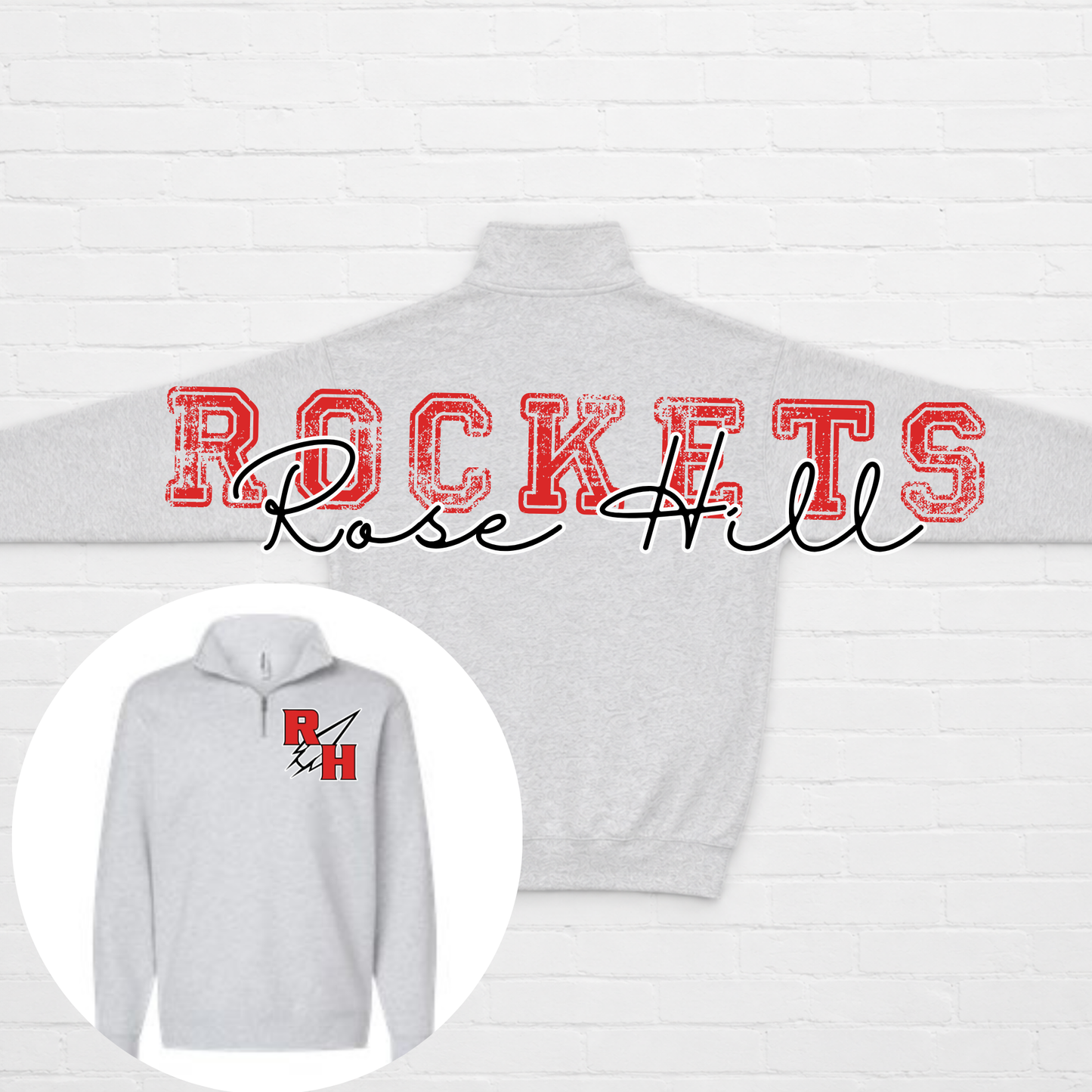 Rockets Full Back Distressed Mascot w/ Pocket
