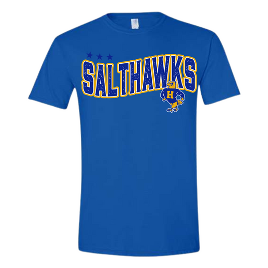 Salthawk Distressed blue font tshirt