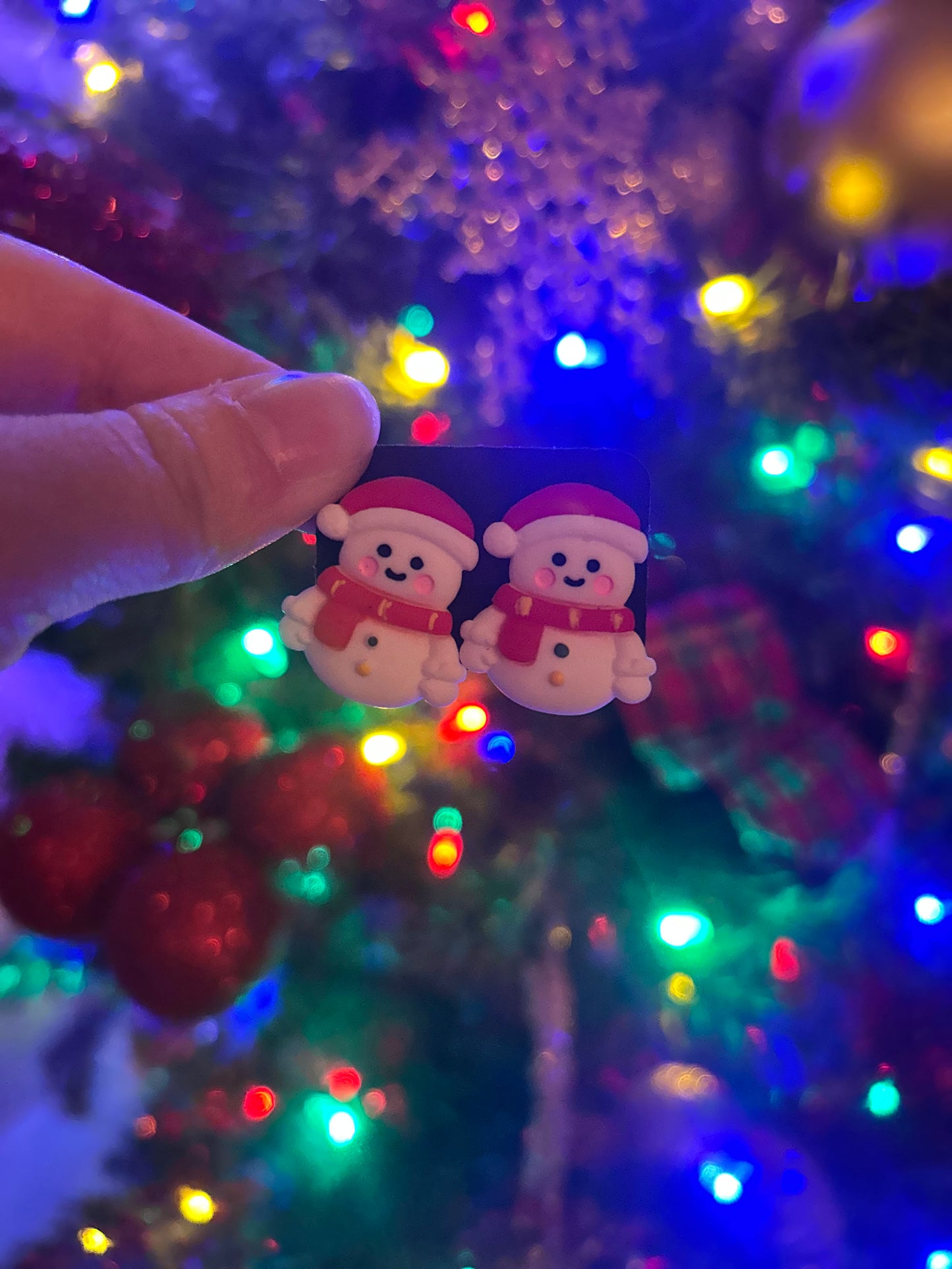 Snowman red scarf earrings