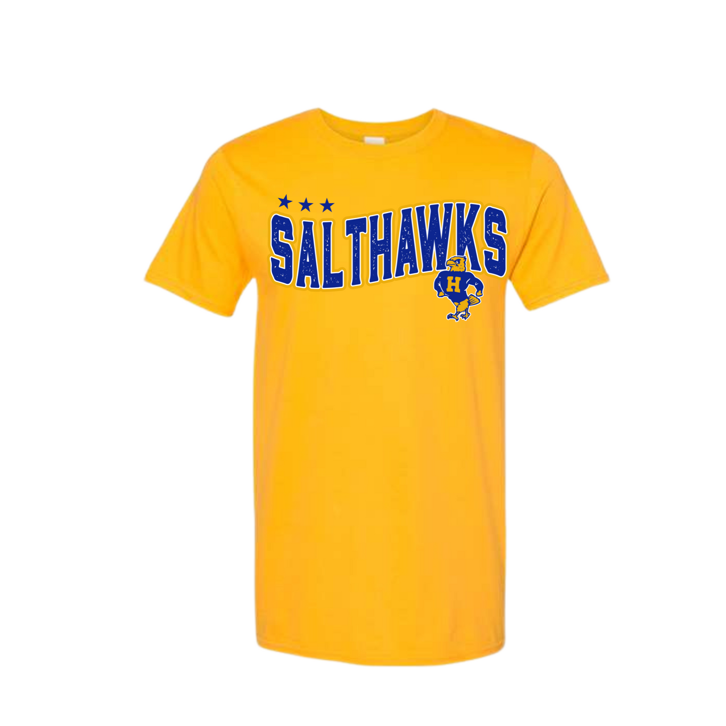 Salthawk Distressed blue font tshirt