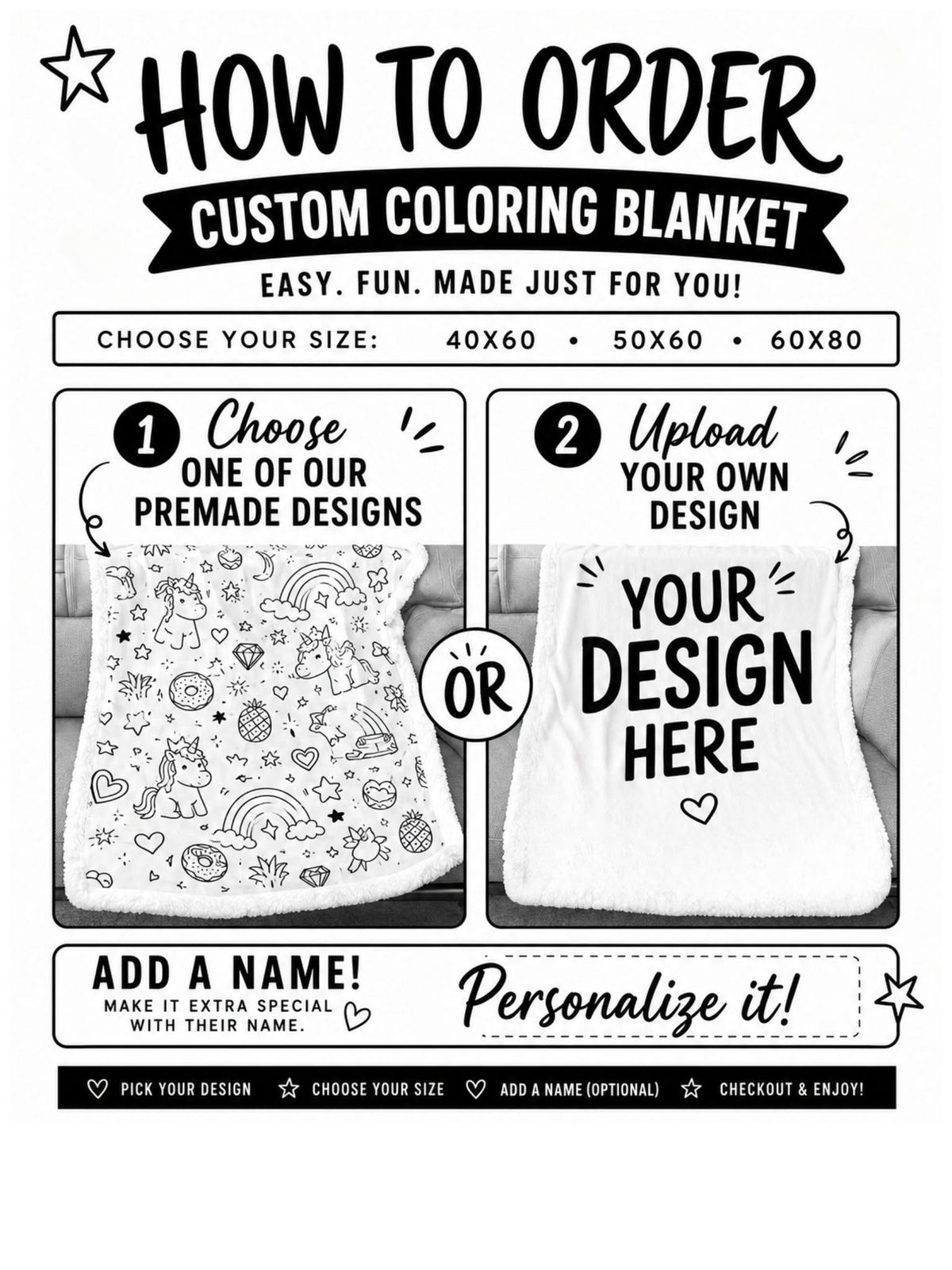Custom Coloring Sherpa Blanket | PREORDER 🎨
