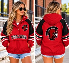 ⭐ Custom Team Spirit Windbreaker Pullover - Trojans