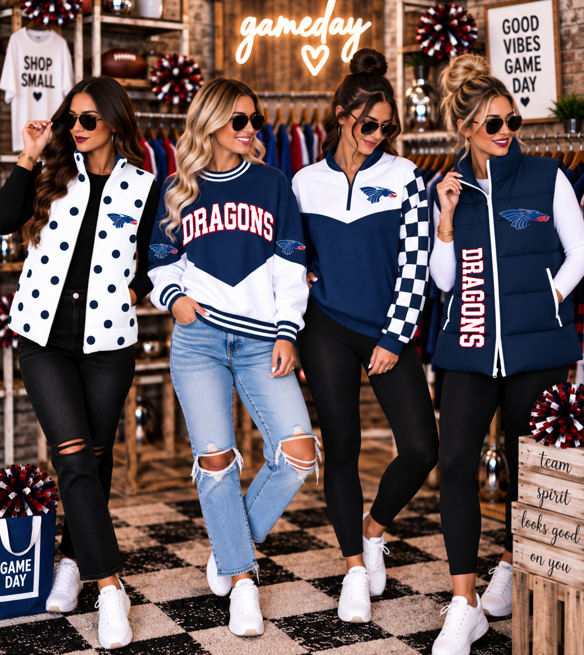 Dragons Custom Game Day Spirit Wear | Vests, Quarter Zips & Crewnecks