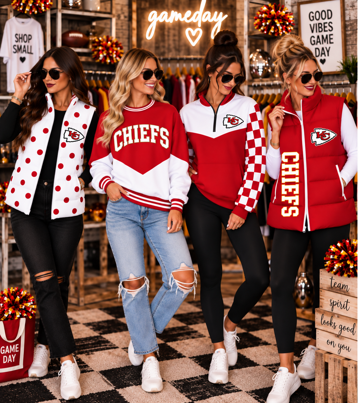 Chiefs Custom Game Day Spirit Wear | Vests, Quarter Zips & Crewnecks