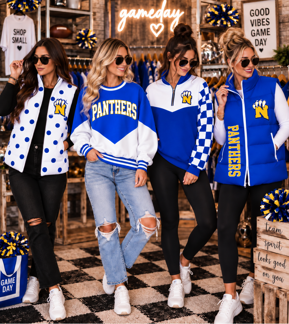 Panthers Custom Game Day Spirit Wear | Vests, Quarter Zips & Crewnecks