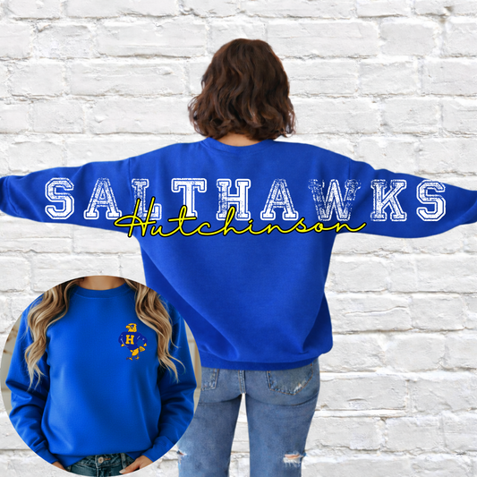 Salthawks Full Back Distressed Mascot w/ Pocket