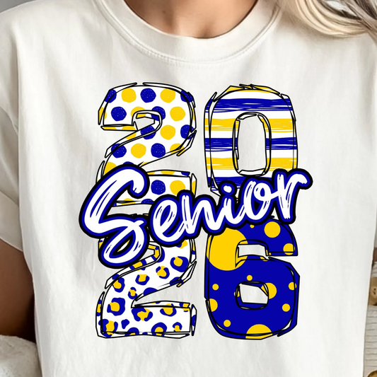 🎓 Senior 2026 Tee Blue / Yellow - MOM of a Senior