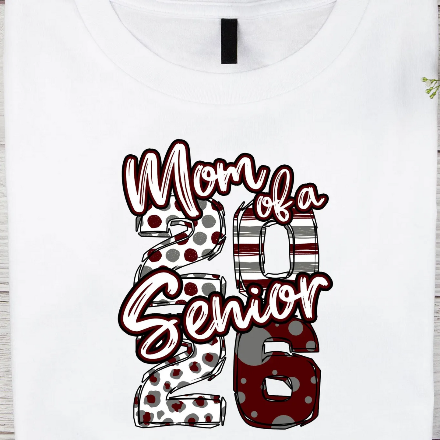 🎓 Senior 2026 Tee Maroon / Grey - MOM of a Senior