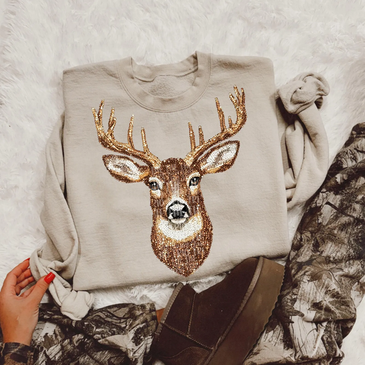Sequin Buck Crewneck